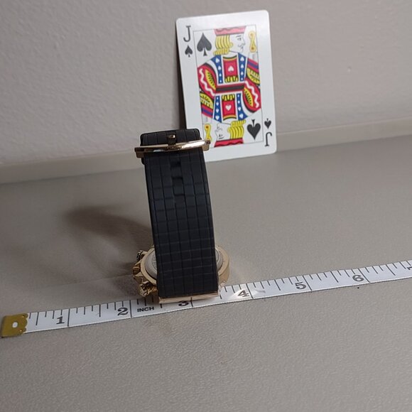 Untested Accutime Gold Tone And Black Watch - Picture 6 of 6